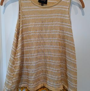 Mustard and white tank with tassel trim